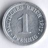 Монета 1 пфенниг. 1917 год (F), Германская империя.