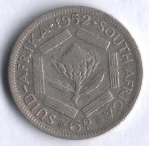 6 пенсов. 1952 год, Южная Африка.