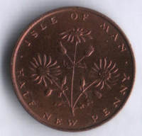 Монета 1/2 нового пенни. 1975 год, Остров Мэн.