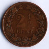 Монета 2-1/2 цента. 1877 год, Нидерланды.