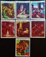 Набор марок (7 шт.). "Рождество`1969". 1969 год, Парагвай.