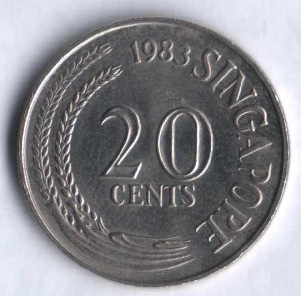 20 центов. 1983 год, Сингапур.