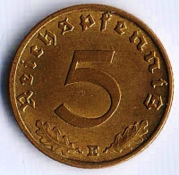 Монета 5 рейхспфеннигов. 1937 год (E), Третий Рейх.