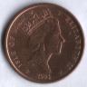 Монета 2 пенса. 1993 год, Остров Мэн.