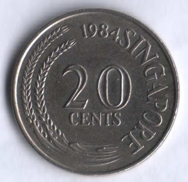 20 центов. 1984 год, Сингапур.
