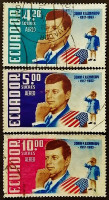 Набор почтовых марок (3 шт.). "1-я годовщина смерти Джона Ф. Кеннеди". 1964 год, Эквадор.