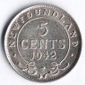 Монета 5 центов. 1942(C) год, Ньюфаундленд.