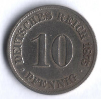 Монета 10 пфеннигов. 1875 год (C), Германская империя.