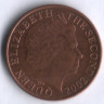 Монета 1 пенни. 2002 год, Джерси.