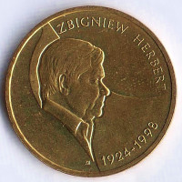 Монета 2 злотых. 2008 год, Польша. Збигнев Херберт.