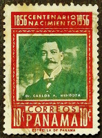 Почтовая марка. "Президент Карлос А. Мендоза". 1956 год, Панама.