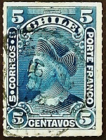 Почтовая марка. "Христофор Колумб". 1900 год, Чили.