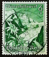 Почтовая марка. "Гора Гроссглокнер и эдельвейс". 1938 год, Германский Рейх.