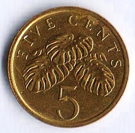 Монета 5 центов. 2003 год, Сингапур.