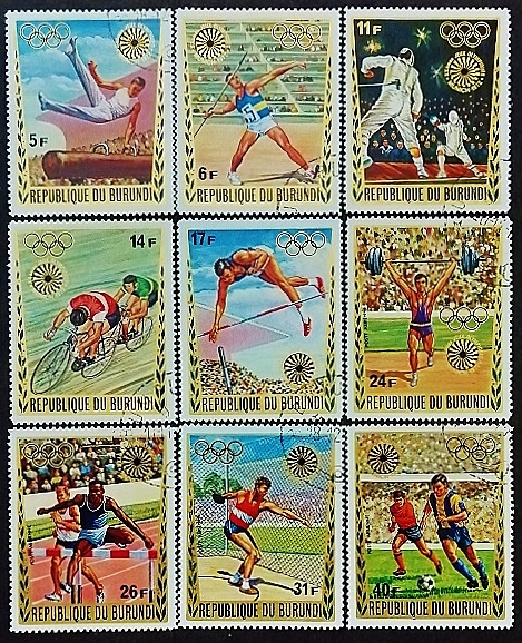 Набор почтовых марок (9 шт.). "Летние Олимпийские игры - Мюнхен`1972". 1972 год, Бурунди.