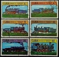 Набор почтовых марок (6 шт.). "Локомотивы". 1984 год, Куба.
