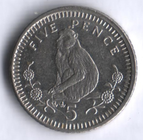 Монета 5 пенсов. 1994 год, Гибралтар.