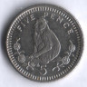 Монета 5 пенсов. 1994 год, Гибралтар.