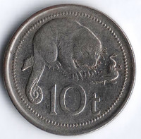 Монета 10 тойа. 2010 год, Папуа-Новая Гвинея.