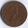 Монета 2 пенса. 1984 год, Джерси.