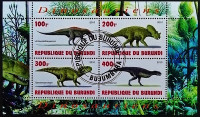 Блок марок (4 шт.). "Динозавры (I)". 2010 год, Бурунди.