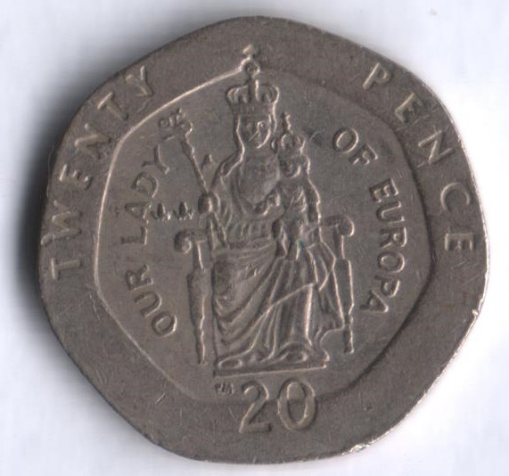 Монета 20 пенсов. 1999 год, Гибралтар.