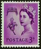 Почтовая марка (2⅟₂ p.). "Королева Елизавета II". 1958 год, Гернси.