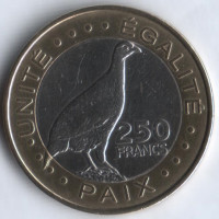 Монета 250 франков. 2012 год, Джибути.