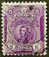 Почтовая марка (5 c.). "Генерал Сан-Мартин". 1909 год, Перу.