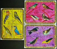 Набор почтовых марок (12 шт.). "Птицы (III)". 1971 год, Бурунди.