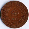 Монета 1 цент. 1917(C) год, Ньюфаундленд.