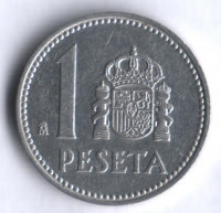 Монета 1 песета. 1984 год, Испания.