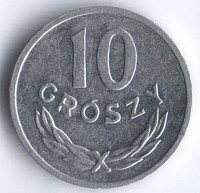 Монета 10 грошей. 1980 год, Польша.