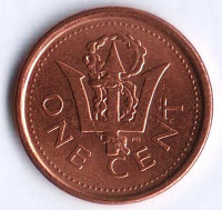 Монета 1 цент. 2009 год, Барбадос.