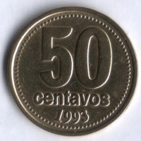 Монета 50 сентаво. 1993 год, Аргентина.