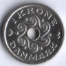 Монета 1 крона. 2008 год, Дания.