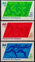 Набор марок (3 шт.). "Помощь спорту". 1980 год, ФРГ. Набор марок (3 шт.). "Помощь спорту". 1980 год, ФРГ.