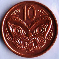 Монета 10 центов. 2020 год, Новая Зеландия. Монета 10 центов. 2020 год, Новая Зеландия.