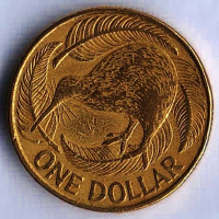 Монета 1 доллар. 1990 год, Новая Зеландия. Монета 1 доллар. 1990 год, Новая Зеландия.