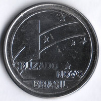 Монета 1 новый крузадо. 1989 год, Бразилия. Монета 1 новый крузадо. 1989 год, Бразилия.