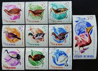 Набор почтовых марок (10 шт.). "Птицы". 1965 год, Румыния. Набор почтовых марок (10 шт.). "Птицы". 1965 год, Румыния.