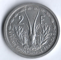 2 франка. 1948 год, Французская Экваториальная Африка. 2 франка. 1948 год, Французская Экваториальная Африка.