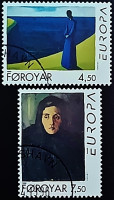 Набор почтовых марок (2 шт.). "Европа (C.E.P.T.) 1996 - Знаменитые женщины". 1996 год, Фарерские острова. Набор почтовых марок (2 шт.). "Европа (C.E.P.T.) 1996 - Знаменитые женщины". 1996 год, Фарерские острова.