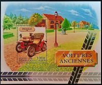Мини-блок. "Винтажные автомобили". 1998 год, Бенин. Мини-блок. "Винтажные автомобили". 1998 год, Бенин.