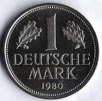 Монета 1 марка. 1980 год (G), ФРГ. Монета 1 марка. 1980 год (G), ФРГ.