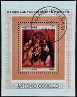 Мини-блок. "450 лет со дня смерти Антонио Корреджо". 1984 год, Вьетнам. Мини-блок. "450 лет со дня смерти Антонио Корреджо". 1984 год, Вьетнам.