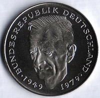 Монета 2 марки. 1980 год (G), ФРГ. Курт Шумахер. Монета 2 марки. 1980 год (G), ФРГ. Курт Шумахер.