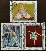 Набор почтовых марок (3 шт.). "Национальный балет, 30-летие". 1978 год, Куба. Набор почтовых марок (3 шт.). "Национальный балет, 30-летие". 1978 год, Куба.