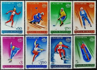 Набор марок (8 шт.). "Зимние Олимпийские игры - Калгари`1988". 1987 год, Румыния. Набор марок (8 шт.). "Зимние Олимпийские игры - Калгари`1988". 1987 год, Румыния.