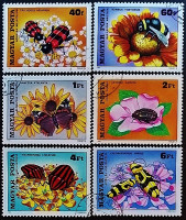 Набор почтовых марок (6 шт.). "Насекомые, опыляющие цветы". 1980 год, Венгрия. Набор почтовых марок (6 шт.). "Насекомые, опыляющие цветы". 1980 год, Венгрия.